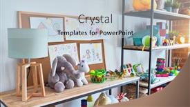  Presentation with corner - Theme having beautiful games corner with lots of toys and draws at kindergarten background and a lemonade colored foreground