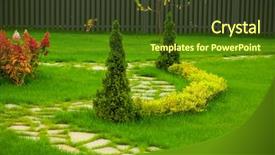  Presentation with villa - Presentation theme having beautiful garden in front background and a tawny brown colored foreground