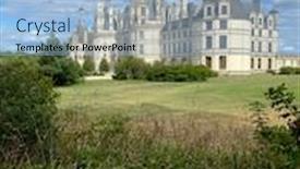  Presentation with world heritage - Slides enhanced with beautiful-garden-of-chateau-de background and a light blue colored foreground