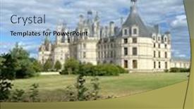  Presentation with world heritage - Cool new PPT theme with beautiful-garden-of-chateau-de backdrop and a light blue colored foreground