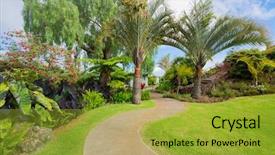  Presentation with home garden - Colorful slides enhanced with beautiful garden path to luxury backdrop and a gold colored foreground