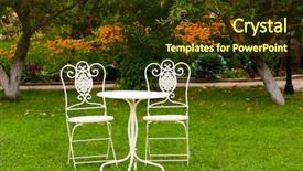  Presentation with tea - Beautiful theme featuring beautiful garden with white tea backdrop and a tawny brown colored foreground