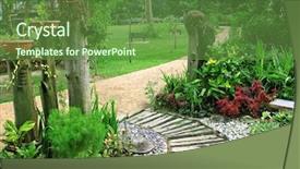  Presentation with garden - Cool new slides with beautiful garden backdrop and a tawny brown colored foreground
