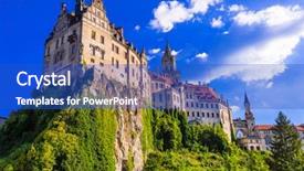  Presentation with german - Beautiful slide deck featuring beautiful german castles- impressive sigmaringen backdrop and a cobalt blue colored foreground