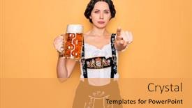  Presentation with blue eyes - Beautiful PPT layouts featuring beautiful-german-woman-with-blue backdrop and a yellow colored foreground