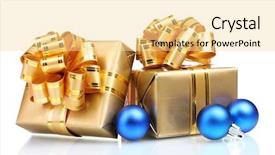  Presentation with white christmas - PPT layouts featuring beautiful gifts in gold packaging background and a blonde colored foreground
