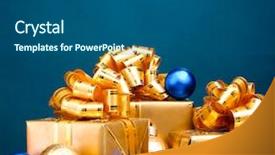  Presentation with blue gold - Beautiful slides featuring beautiful gifts in gold packaging backdrop and a dark gray colored foreground