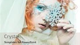  Presentation with silver snowflakes - Presentation theme consisting of beautiful-ginger-woman background and a coral colored foreground