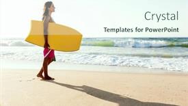  Presentation with beach - Audience pleasing presentation theme consisting of beautiful-girl-at-the-beach backdrop and a cool aqua colored foreground
