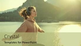  Presentation with beautiful nature - PPT theme enhanced with beautiful-girl-does-gymnastics-yoga background and a mint green colored foreground