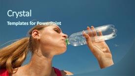  Presentation with drinking water - Theme consisting of beautiful girl drinking water background and a  colored foreground