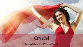  Presentation with summer sun - Theme enhanced with beautiful girl enjoying summer sun background and a red colored foreground