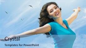  Presentation with sun life - Amazing theme having beautiful girl enjoying summer sun backdrop and a light blue colored foreground