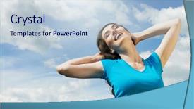  Presentation with summer sun - Colorful slide set enhanced with beautiful girl enjoying summer sun backdrop and a lemonade colored foreground