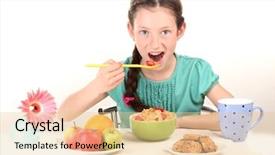  Presentation with breakfast - Beautiful presentation theme featuring beautiful girl have a breakfast backdrop and a lemonade colored foreground