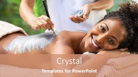  Presentation with beautician - Amazing slide set having beautiful-girl-having-clay-body backdrop and a coral colored foreground