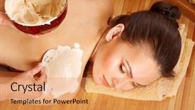  Presentation with clay - PPT layouts featuring beautiful girl having clay body background and a coral colored foreground