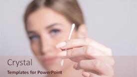  Presentation with hold hand - Slide set enhanced with beautiful-girl-hold-cotton-bud background and a coral colored foreground