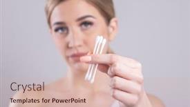  Presentation with hold hand - Presentation design with beautiful-girl-hold-cotton-bud background and a lemonade colored foreground