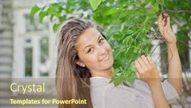  Presentation with branch - Slide deck featuring beautiful-girl-hold-for-branch background and a tawny brown colored foreground