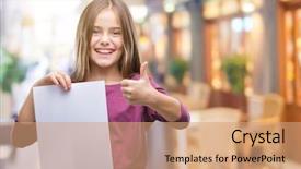  Presentation with blank - Slide deck consisting of beautiful girl holding blank sheet background and a  colored foreground