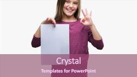  Presentation with blank - Amazing slides having beautiful girl holding blank sheet backdrop and a violet colored foreground