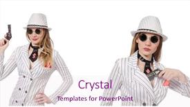  Presentation with gun - Slide deck consisting of beautiful girl holding hand gun background and a sky blue colored foreground