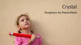  Presentation with girl in red dress - Beautiful presentation theme featuring beautiful girl holds big red backdrop and a lemonade colored foreground