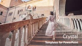  Presentation with stairs - Slide set featuring beautiful girl in a dress on the stairs in verona background and a gray colored foreground