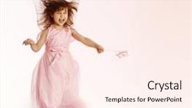  Presentation with fairy - PPT theme featuring beautiful girl in a fairy costume with butterfly wings background and a cream colored foreground