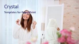  Presentation with swimming beautiful girl swims underwater - Beautiful theme featuring beautiful girl in bathrobe relaxing backdrop and a sky blue colored foreground