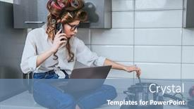  Presentation with clothes - PPT layouts with beautiful-girl-in-everyday-clothes background and a teal colored foreground