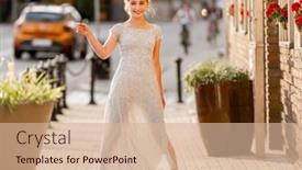  Presentation with architecture city - Presentation having beautiful-girl-in-long-dress background and a coral colored foreground