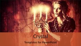  Presentation with witchcraft - Audience pleasing PPT theme consisting of beautiful girl in medieval dress in a mysterious abandoned house witchcraft witch halloween concept backdrop and a red colored foreground