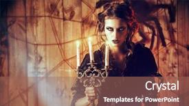  Presentation with witchcraft - Slide deck featuring beautiful girl in medieval dress in a mysterious abandoned house witchcraft witch halloween concept background and a coral colored foreground