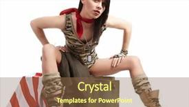  Presentation with radar antenna on a military - Presentation design having beautiful girl in military clothes background and a tawny brown colored foreground