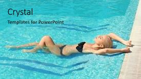  Presentation with 25 may 2016 hotel swimming - Colorful slide set enhanced with beautiful girl in swimming pool backdrop and a teal colored foreground