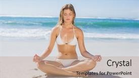  Presentation with old big bike on white - Audience pleasing presentation theme consisting of beautiful girl in white bikini backdrop and a  colored foreground