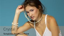  Presentation with pearl - Audience pleasing theme consisting of beautiful-girl-in-white-dress backdrop and a coral colored foreground