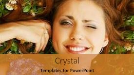  Presentation with lays - Beautiful presentation featuring beautiful girl lays on a grass backdrop and a gold colored foreground