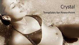  Presentation with girl running on the beach clouds - PPT layouts consisting of beautiful girl on beach - sepia background and a  colored foreground