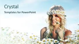  Presentation with daisy - Amazing theme having beautiful girl on the daisy flowers field backdrop and a sky blue colored foreground