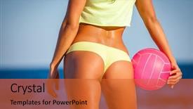  Presentation with volleyball - Slides featuring beautiful girl outdoor in volleyball background and a red colored foreground