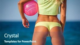  Presentation with volleyball - Presentation having beautiful girl outdoor in volleyball background and a  colored foreground