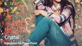  Presentation with graffiti - Amazing PPT theme having beautiful girl outdoors against graffiti painted wall backdrop and a ocean colored foreground
