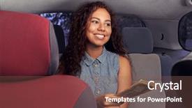  Presentation with taxi - Presentation with beautiful girl paying for taxi background and a violet colored foreground