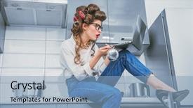  Presentation with fashion - Colorful theme enhanced with beautiful girl posing in everyday backdrop and a light blue colored foreground