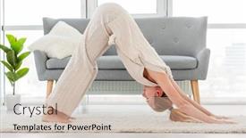  Presentation with yoga - Amazing presentation theme having beautiful-girl-practicing-yoga backdrop and a soft green colored foreground