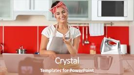  Presentation with blogger - Beautiful presentation theme featuring beautiful girl recording video backdrop and a coral colored foreground