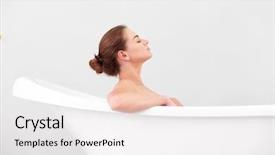  Presentation with swimming beautiful girl swims underwater - Cool new PPT theme with beautiful girl relaxing in bathtub backdrop and a white colored foreground